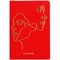 Обложка для паспорта OfficeSpace "Life line", иск. замша, красный, тиснение фольгой