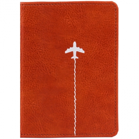 Обложка для паспорта OfficeSpace "Travel", кожзам, коричневый, тиснение фольгой