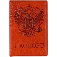 Обложка для паспорта OfficeSpace "Герб", кожзам, коричневый