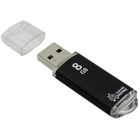 Память Smart Buy USB Flash 8GB V-Cut черный (металл.корпус)