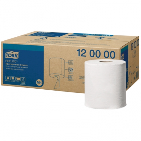 Протирочная бумага TORK Reflex с ЦВ(M4), 1сл, 270м/рулон, белый