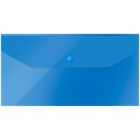 Папка-конверт на кнопке OfficeSpace С6 (135*250мм), 150мкм, полупрозрачная, синяя