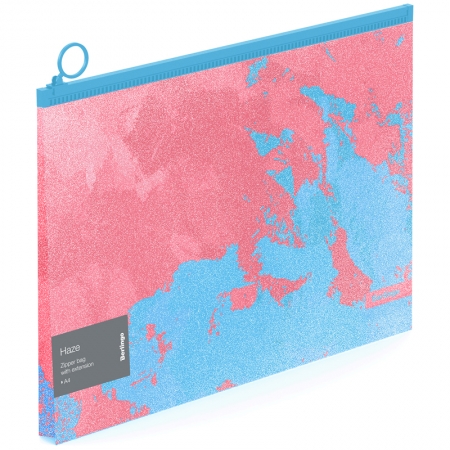 Папка-конверт на молнии с расширением Berlingo "Haze" А4, 180мкм, розовая/голубая, с рисунком, с эффектом блесток