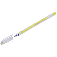 Ручка гелевая Crown "Hi-Jell Color" желтая, 0,7мм