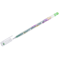 Ручка гелевая Crown "Glitter Metal Jell" светло-зеленая с блестками, 1,0мм