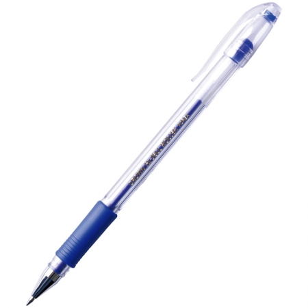 Ручка гелевая синяя, 0,5мм, грип