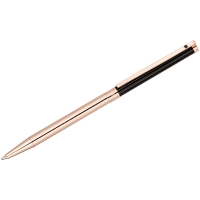 Ручка шариковая "Delucci" синяя, 1мм, корпус черный/золото, поворотный механизм, подарочный футляр