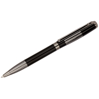 Ручка шариковая "Delucci" синяя, 1,0мм, корпус черный/хром, поворотный механизм, подар.уп.