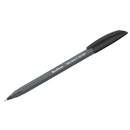 Ручка шариковая "Triangle Silver", черная, 1мм, трехгранный корпус