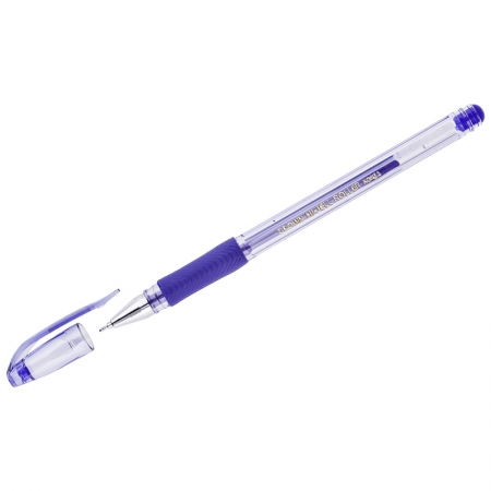 Ручка гелевая синяя, 0,7мм, грип, игольчатый стержень, штрих-код