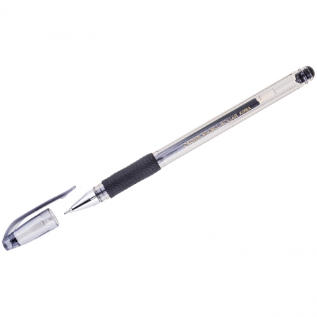 Ручка гелевая черная, 0,7мм, грип, игольчатый стержень, штрих-код