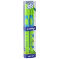 Ручка шариковая Berlingo "Initial", для левшей, светло-синяя, 0,7мм, 2шт., PET-пенал с европодвесом