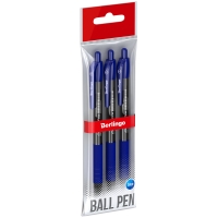 Ручка шариковая автоматическая Berlingo "Classic Pro" 3шт., синяя, 0,7мм, грип, пакет с европодвесом