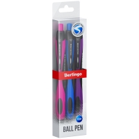 Ручка шариковая автоматическая Berlingo "Color Zone" 3шт., синяя, 0,7мм, корпус ассорти, пластиковый футляр