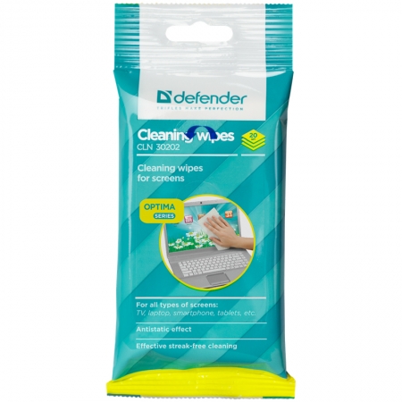 Салфетки чист. влажные DEFENDER 30202 для мониторов в мягкой упаковке 20шт.