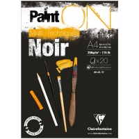 Скетчбук - альбом для смешанных техник 20л., А4 Clairefontaine "Paint ON Noir", на склейке, 250г/м2, черная