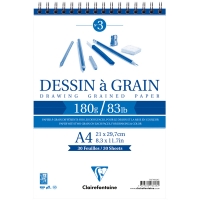 Скетчбук 30л., А4 Clairefontaine "Dessin a grain", на гребне, 180г/м2, мелкозернистая